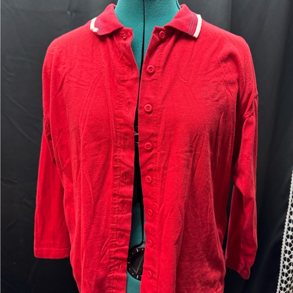 Vibrant Red Casual Button Down Shirt